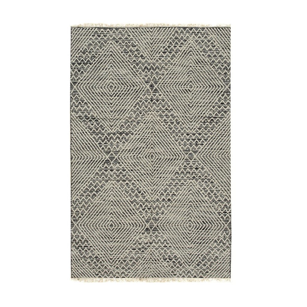 Black Handwoven Wool Contemporary Punja Kilim Rug, 2' x 6'